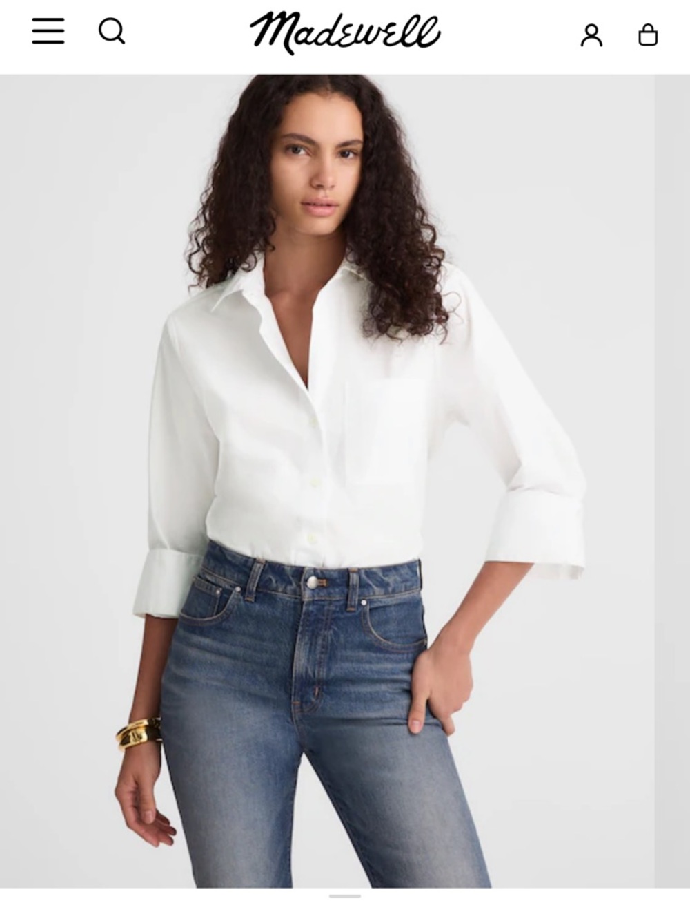 Madewell NWT signature Y neck shirt in poplin White Button-Down Women Size S